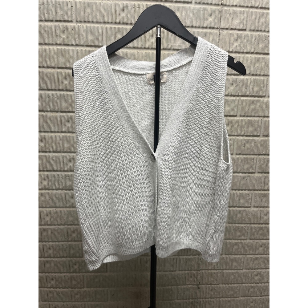 Universal Thread Womens XXL Light Gray Ribbed Button Front V-Neck Knit Vest NEW